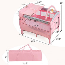 Load image into Gallery viewer, Foldable Baby Playard with Changing Station-Pink

