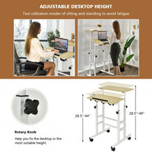 Load image into Gallery viewer, Height Adjustable Mobile Standing Desk with rolling wheels for office and home-Natural
