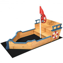 Load image into Gallery viewer, Kids Pirate Boat Wood Sandbox
