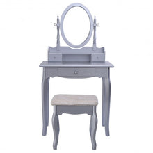 Load image into Gallery viewer, White Vanity Makeup Dressing Table with Rotatable Mirror + 3 Drawers
