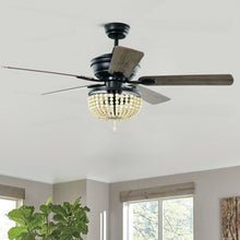 Load image into Gallery viewer, 52&quot; Retro Ceiling Fan Light with Reversible Blades Remote Control-Black
