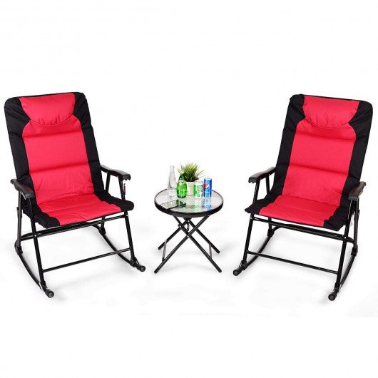 3 pcs Outdoor Folding Rocking Chair Table Set