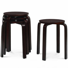 Load image into Gallery viewer, Set of 4 18" Wood Home Backless Dining Chairs-Deep Brown
