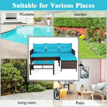 Load image into Gallery viewer, 3 Piece Patio Wicker Rattan Sofa Set-Turquoise
