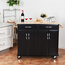 Load image into Gallery viewer, Wood Top Rolling Kitchen Trolley Island Cart Storage Cabinet
