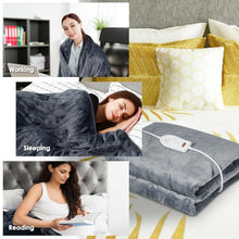 Load image into Gallery viewer, Flannel Electric Blanket Heated Throw with 3 Heat Settings
