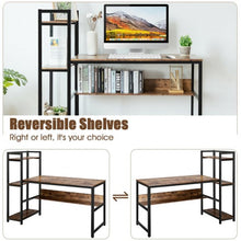 Load image into Gallery viewer, 59&quot; Computer Desk Home Office Workstation 4-Tier Storage Shelves-Oak
