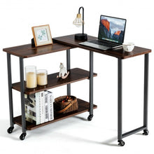 Load image into Gallery viewer, 360° Rotating Sofa Side Table with Storage Shelves and Wheels-Walnut

