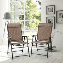 Load image into Gallery viewer, 2 Pcs Outdoor Patio Folding Chair with Armrest for Camping Lawn Garden
