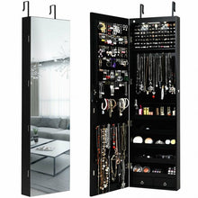 Load image into Gallery viewer, Wall and Door Mounted Mirrored Jewelry Cabinet with Lights-Black
