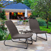 Load image into Gallery viewer, 3 pcs Outdoor All Weather Rattan Conversation Chair &amp; Table Set
