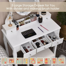 Load image into Gallery viewer, Touch Switch Makeup Dressing Vanity Table Set with 10 Light Bulbs-White
