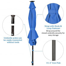 Load image into Gallery viewer, 9&#39; Solar LED Lighted Patio Market Umbrella Tilt Adjustment Crank Lift -Blue
