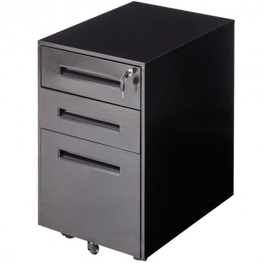 Metal Rolling Sliding Drawer A4 File Cabinet -Black