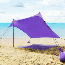 Load image into Gallery viewer, 7&#39; x 7&#39; Family Beach Tent Canopy Sunshade w/ 4 Poles-Purple
