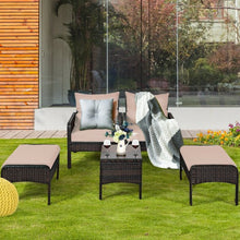 Load image into Gallery viewer, 5 Pcs Patio Rattan Wicker Sofa Furniture Set
