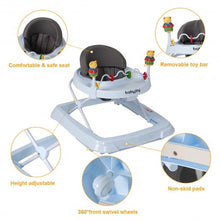 Load image into Gallery viewer, Adjustable Height Removable Folding Portable Baby Walker-Gray
