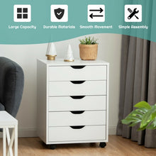 Load image into Gallery viewer, 5 Drawer Mobile Lateral Filing Storage Home Office Floor Cabinet w/Wheels-White
