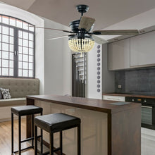 Load image into Gallery viewer, 52&quot; Retro Ceiling Fan Light with Reversible Blades Remote Control-Black
