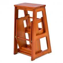 Load image into Gallery viewer, Folding Multi-functional 3-tier Ladder Wood Step Stool
