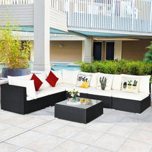 Load image into Gallery viewer, 7-Piece Outdoor Wicker Patio Sofa Set with 2 Pillows and Cushions-Beige
