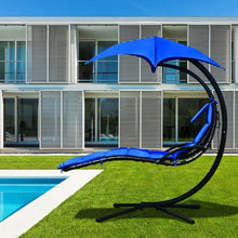 Load image into Gallery viewer, Hanging Stand Chaise Lounger Swing Chair w/ Pillow-Navy
