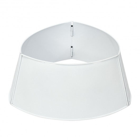 Galvanized Metal ChristmasTree Collar Skirt Ring Cover Decor-White