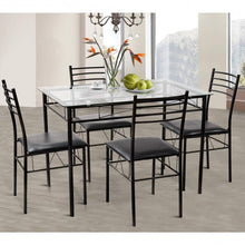 Load image into Gallery viewer, 5 Pieces Dining Set Tempered Glass Top Table &amp; 4 Upholstered Chairs

