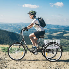 Load image into Gallery viewer, 24&quot; Single Speed 3-wheel Bicycle Adult Tricycle Seat-Black
