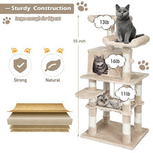 Load image into Gallery viewer, 55&quot; Multi-Level Kitten Activity Tower with Hammock-Beige
