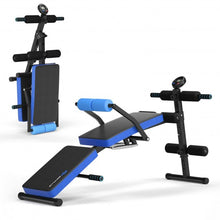 Load image into Gallery viewer, Multi-Functional Foldable Weight Bench Adjustable Sit-up Board with Monitor-Blue
