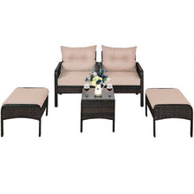 Load image into Gallery viewer, 5 Pcs Patio Rattan Wicker Sofa Furniture Set
