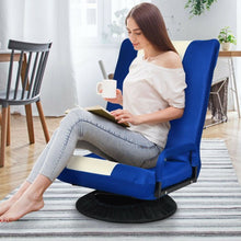 Load image into Gallery viewer, 6-Position Adjustable Swivel Folding Gaming Floor Chair-Blue
