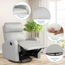 Load image into Gallery viewer, Recliner Chair Swivel Rocker Manual Single Sofa Lounger with Footrest-Gray
