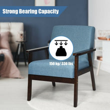 Load image into Gallery viewer, Solid Rubber Wood Fabric Accent Armchair-Blue
