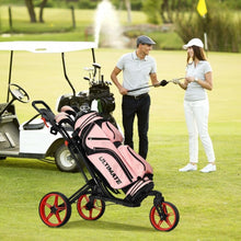 Load image into Gallery viewer, Folding Golf Push Cart with Scoreboard Adjustable Handle Swivel Wheel-Red
