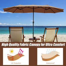 Load image into Gallery viewer, 15 Foot Extra Large Patio Double Sided Umbrella with Crank and Base-Tan
