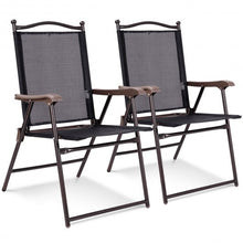 Load image into Gallery viewer, Set of 2 Patio Folding Sling Back Camping Deck Chairs-Coffee
