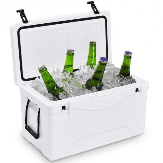 64 Quart Heavy Duty Outdoor Insulated Fishing Hunting Ice Chest -White