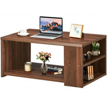 Load image into Gallery viewer, Coffee Table Sofa Side Table with Storage Shelves -Walnut
