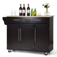 Load image into Gallery viewer, Kitchen Island Trolley Wood Top Rolling Storage Cabinet Cart with Knife Block-Brown
