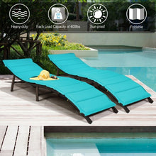Load image into Gallery viewer, 2Pcs Folding Patio Lounger Chair-Turquoise

