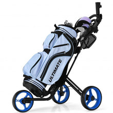 Load image into Gallery viewer, Folding 3 Wheels Golf Push Cart with Brake Scoreboard Adjustable Handle-Blue
