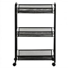 Load image into Gallery viewer, 3-Tier Mesh Rolling Cart Mobile Organizer Stand Utility Cart Trolley
