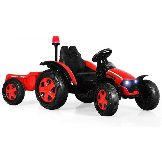 2 in 1 Electric 12V Kids Ride on Car Tractor w/Remote Control LED Light Horn-Red