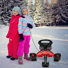 Load image into Gallery viewer, Snow Sled w/ Steering Wheel &amp; Double Brakes Pull Rope Slider
