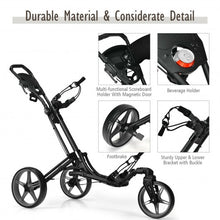 Load image into Gallery viewer, Folding Golf Push Cart with Scoreboard Adjustable Handle Swivel Wheel-Gray
