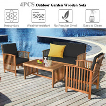 Load image into Gallery viewer, 4PCS Patio Solid Wood Furniture Set-Black
