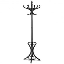 Load image into Gallery viewer, Wood Standing Hat Coat Rack with Umbrella Stand-Black
