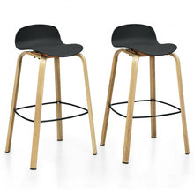Load image into Gallery viewer, Set of 2 Modern Barstools Pub Chairs with Low Back and Metal Legs-Black
